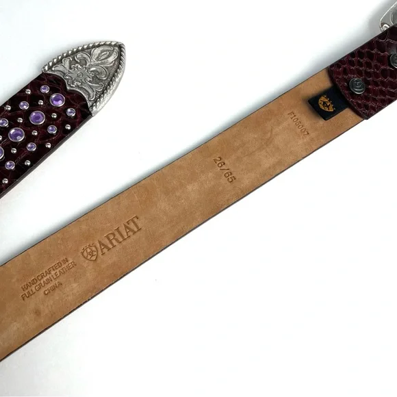 Ariat Lavender Rhinestone Silver Leather Western Belt - 26 - Picture 4 of 5